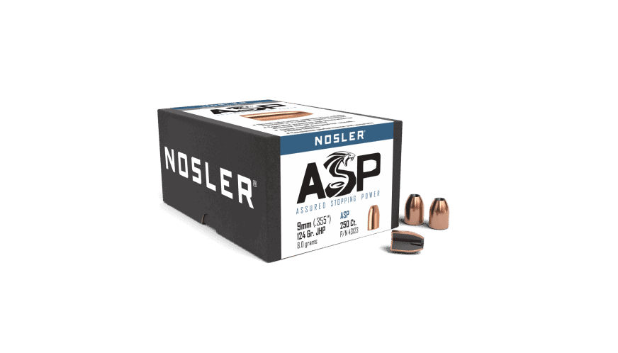 Nosler 9mm 124gr JHP ASP (250ct) - BN43123 Nosler 9mm 124gr JHP ASP (250ct)