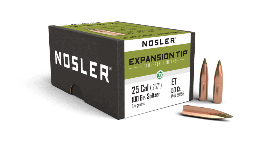 Nosler 25 Caliber 100gr Expansion Tip Lead Free (50ct) - BN59456 Nosler 25 Cal 100gr Expansion Tip Lead Free (50ct)