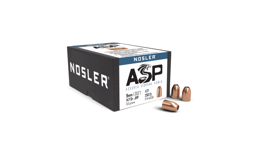 Nosler 9mm 147gr JHP ASP (250ct) - BN43258 Nosler 9mm 147gr JHP ASP (250ct)