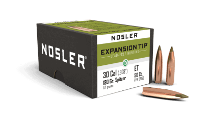 Nosler 30 Caliber 180gr Expansion Tip Lead Free (50ct) - BN59180 Nosler 30 Cal 180gr Expansion Tip Lead Free (50ct)