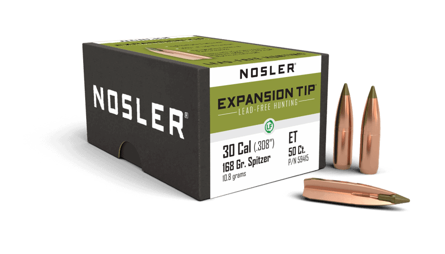 Nosler 30 Caliber 168gr Expansion Tip Lead Free  (50ct) - BN59415 Nosler 30 Cal 168gr Expansion Tip Lead Free (50ct)
