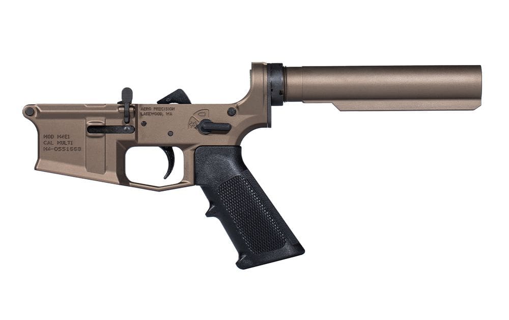 Aero Precision M4E1 Carbine Complete Lower Receiver, A2 Grip, No Stock - Kodiak Brown Anodized - Image 2