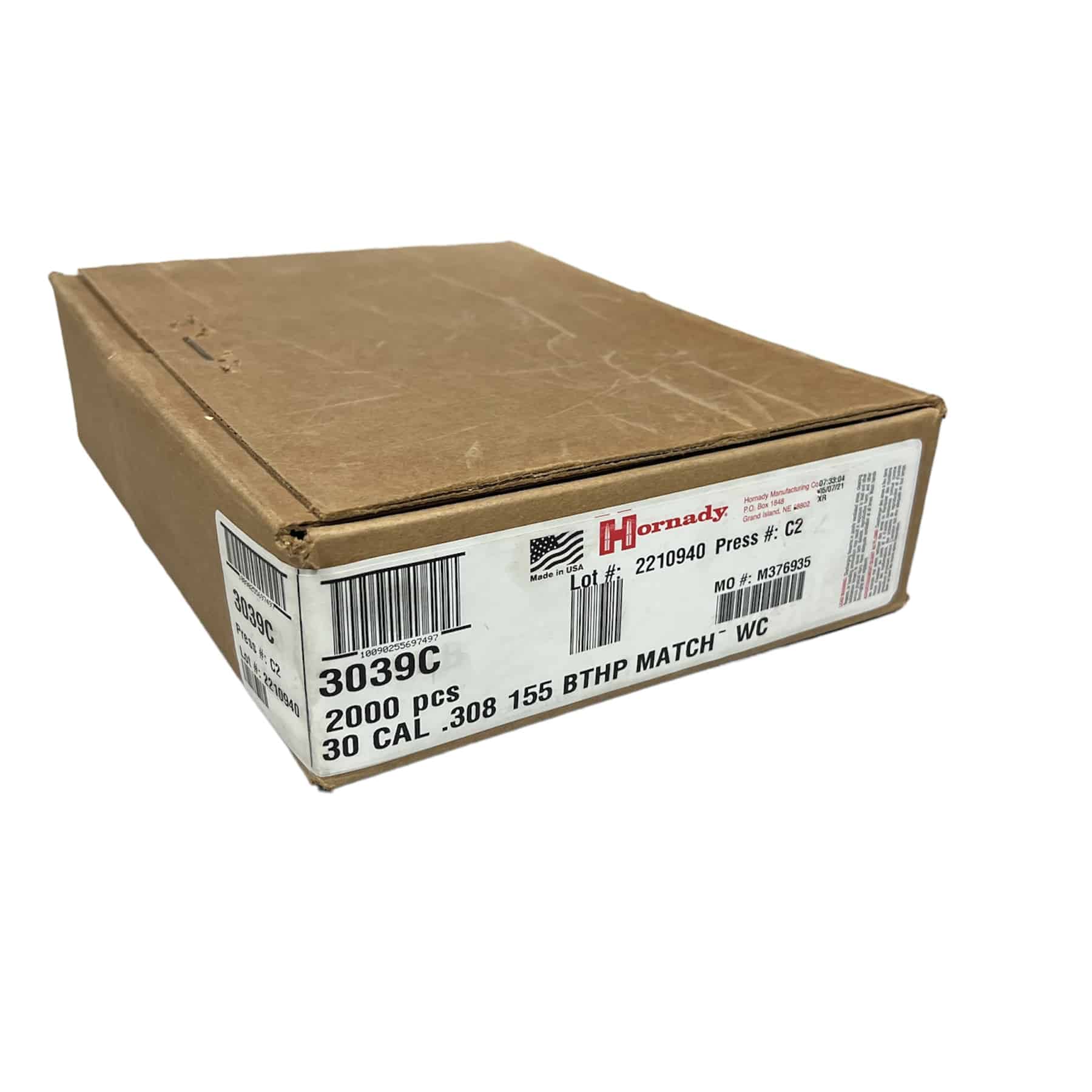 Hornady 3039C Hornady 30 Cal 155Gr Bthp Match W/ Cannelure (Bulk / Oem) Bulk Bullets