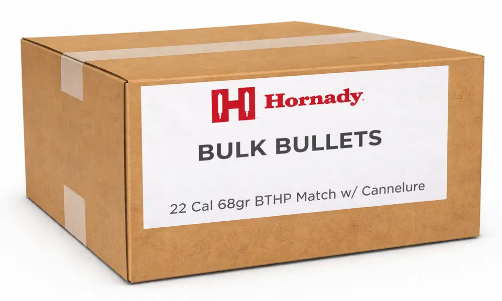Hornady 22 Cal 68gr BTHP Match with Cannelure (Bulk / OEM)