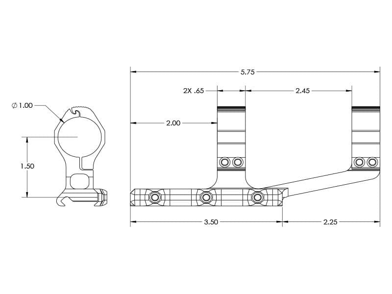 Aero Precision Ultralight 1&Quot; Scope Mount, Spr, Black Anodized, Gallery Image 1