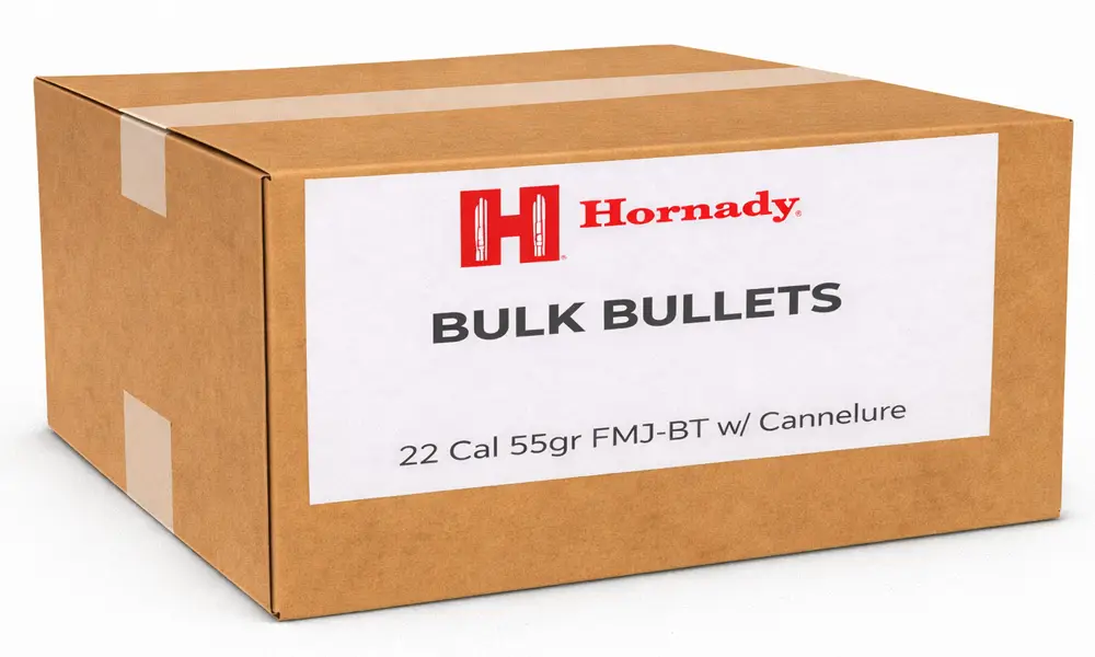 Hornady 22 Cal 55Gr Fmj-Bt With Cannelure (Bulk / Oem)
