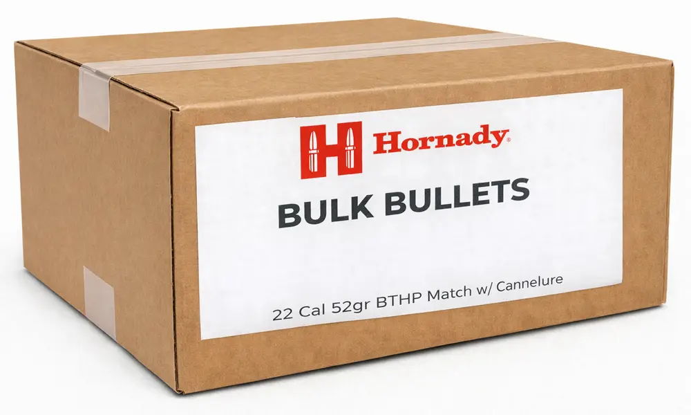 Hornady 22 Cal 52gr BTHP Match with Cannelure (Bulk / OEM)
