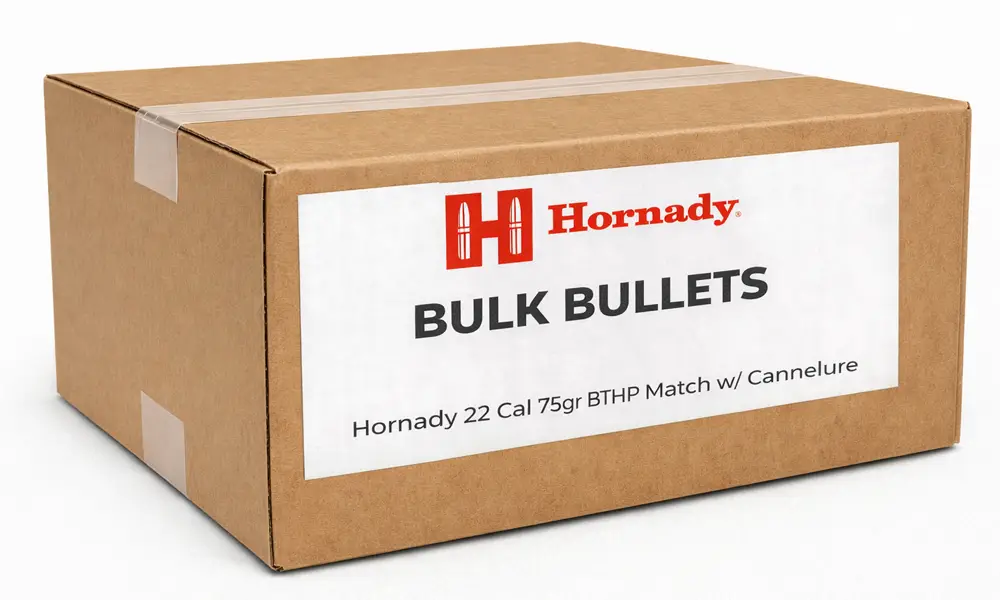 Hornady 22 Cal 75gr BTHP Match with Cannelure (Bulk / OEM)