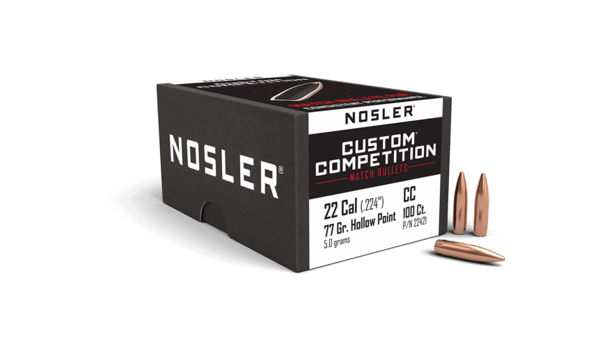 Nosler 22 Cal 77gr HPBT Custom Competition (100ct)