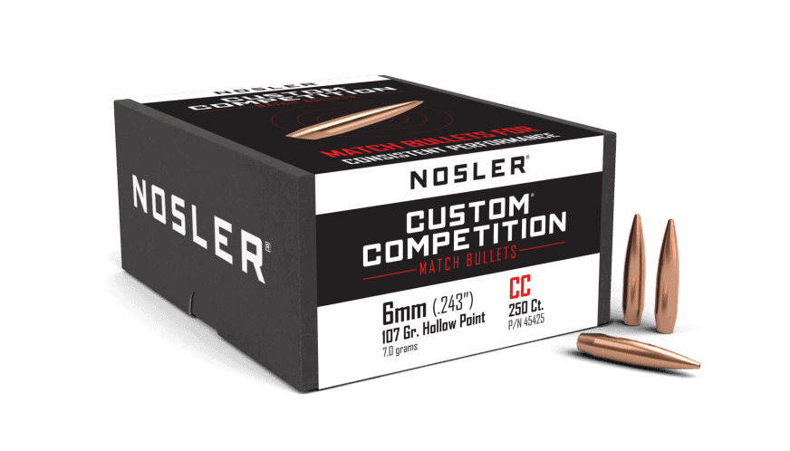 Nosler 243 Cal 6mm 107gr HPBT Custom Competition (250ct)