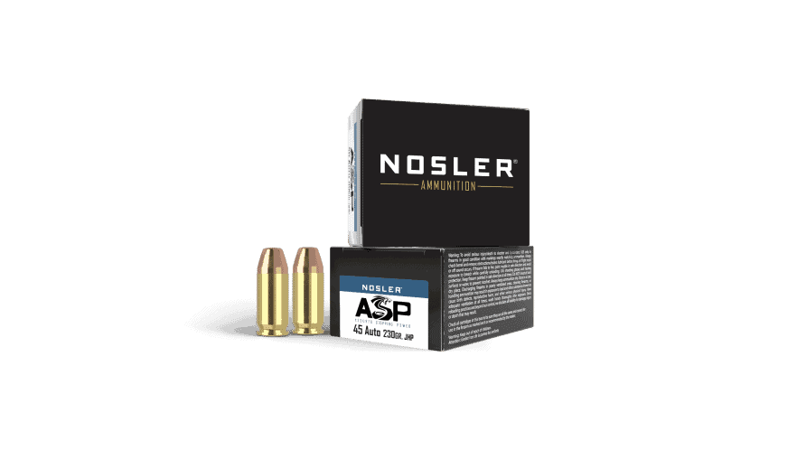 Nosler 45 ACP 230gr JHP ASP Handgun Ammunition (20ct)