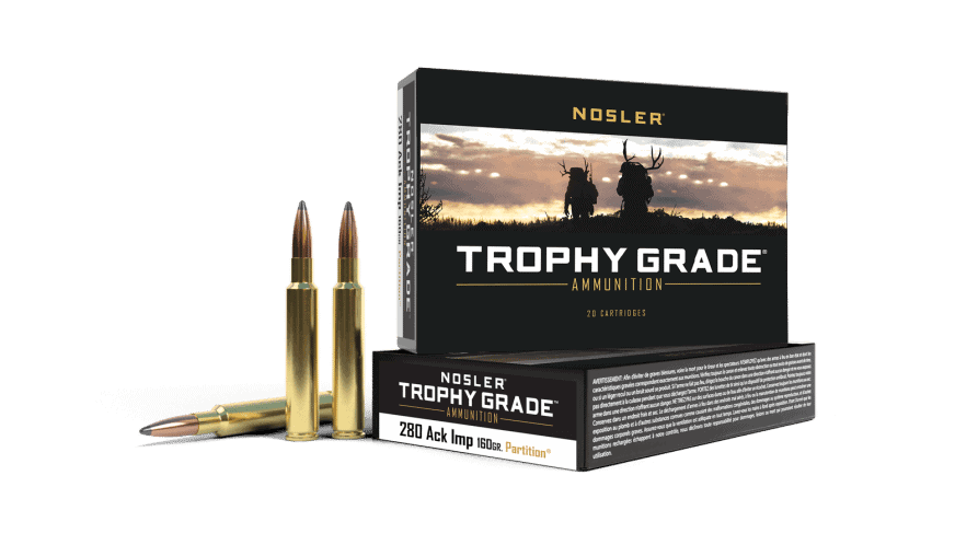 Nosler 280 Ackley Improved 160gr Partition Trophy Grade Ammunition (20ct)