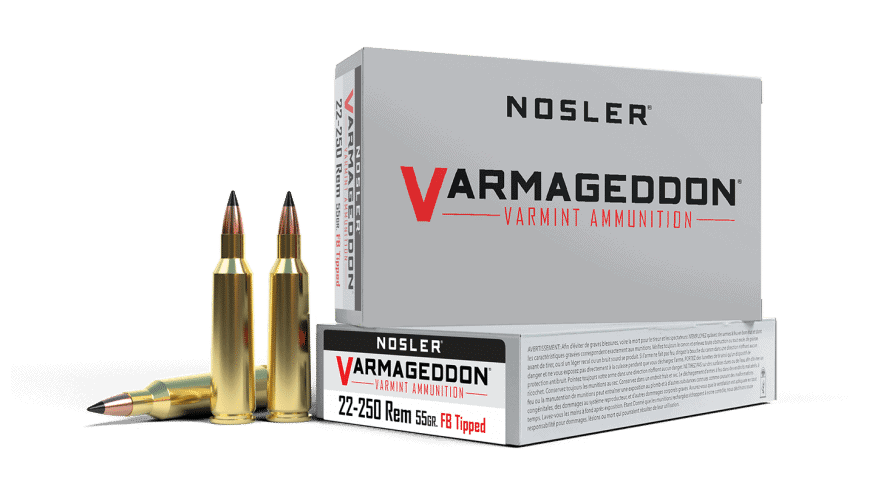 Nosler 22-250 Rem 55gr Varmageddon FB Tipped Ammunition (20ct)
