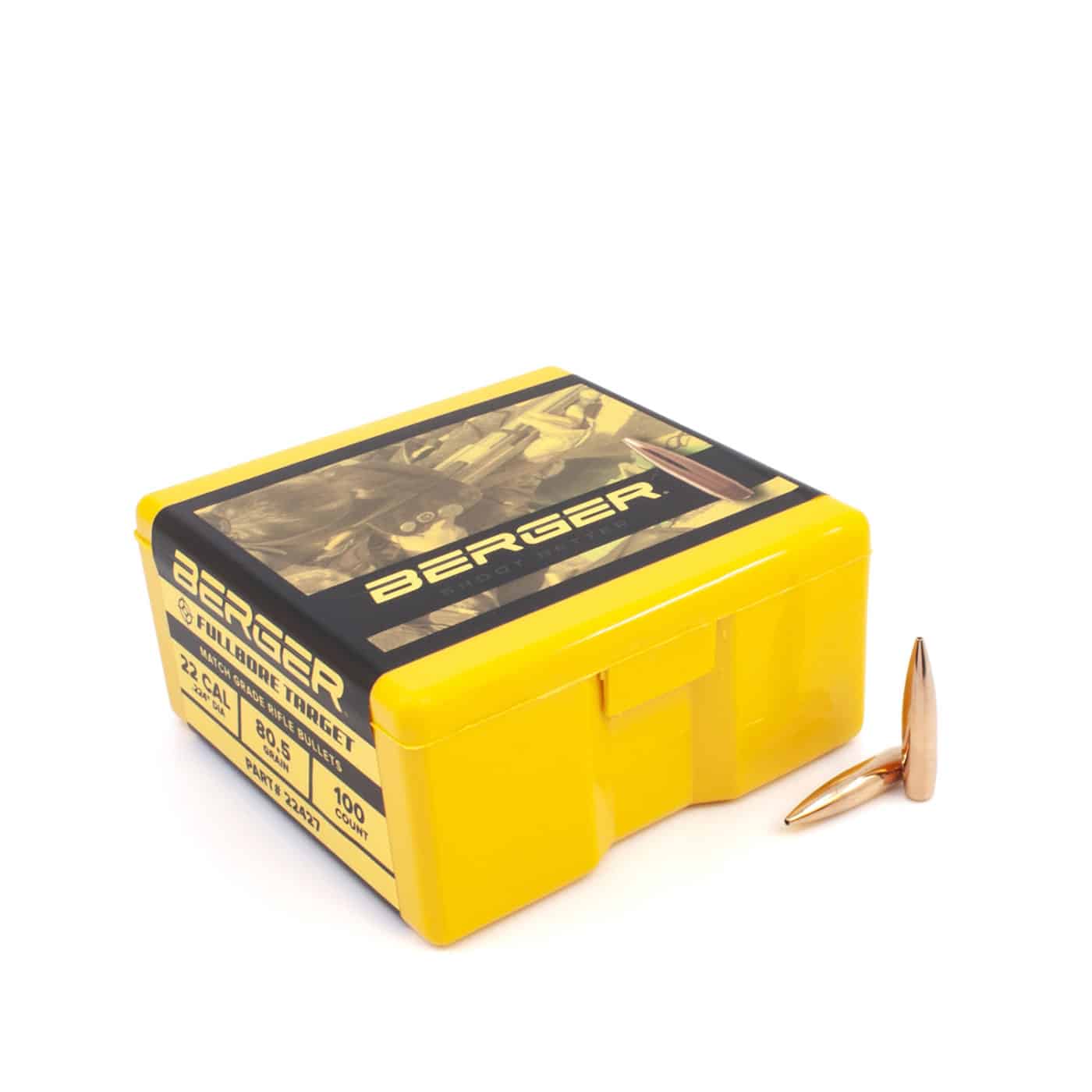 Berger 22 Cal 80.5Gr Fullbore Target Rifle Bullets