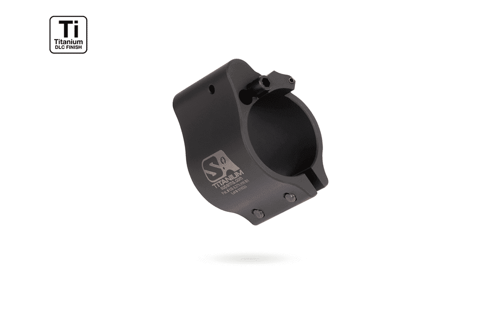 Superlative Arms .875" Adjustable Titanium Gas Block, Clamp On Mount, Dark DLC