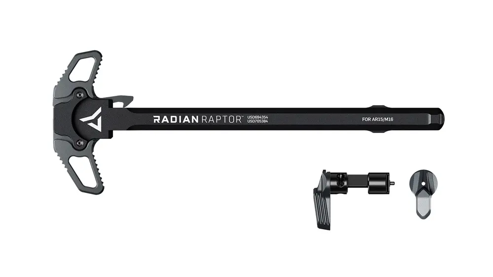 Radian Raptor AR-15 Ambidextrous Charging Handle & Talon 45/90 2-Lever Ambidextrous Safety Selector Combo, Grey