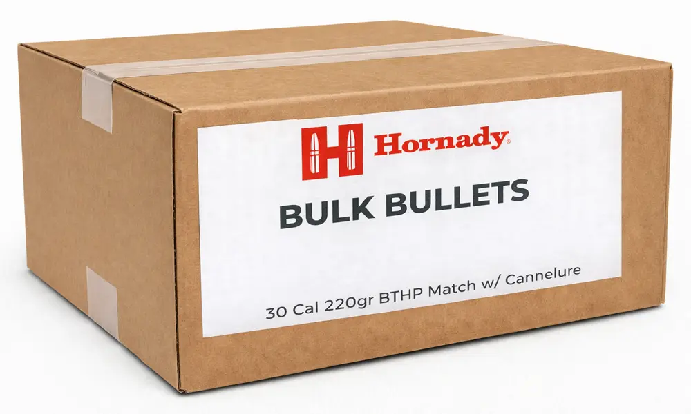 Hornady 30 Cal 220gr BTHP Match with Cannelure (Bulk / OEM)