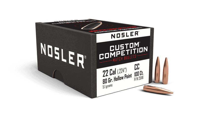 Nosler 22 Cal 80gr HPBT Custom Competition (100ct)