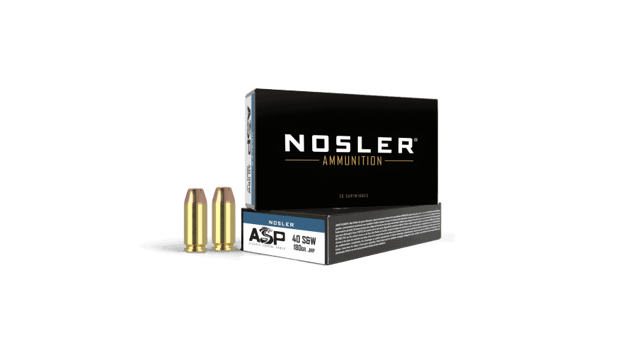 Nosler 10mm 180gr JHP ASP Handgun Ammunition (50ct) - 51412 Nosler 40 S&W 180gr JHP ASP Handgun Ammunition (50ct)
