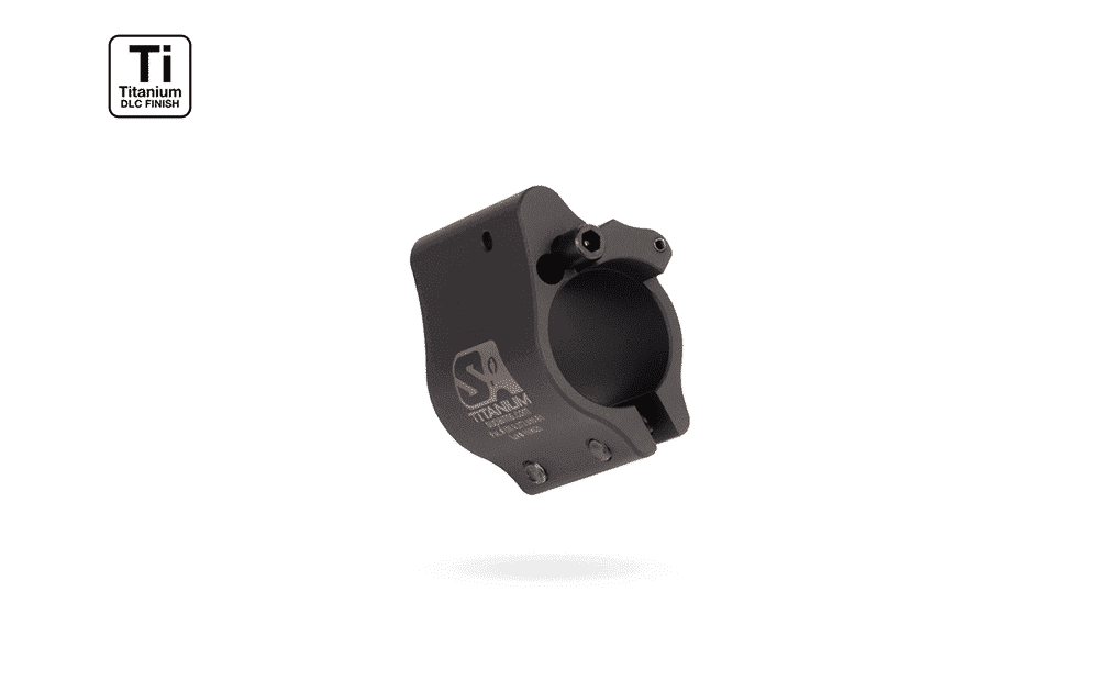 Superlative Arms .625" Adjustable Titanium Gas Block, Clamp On Mount, Dark DLC