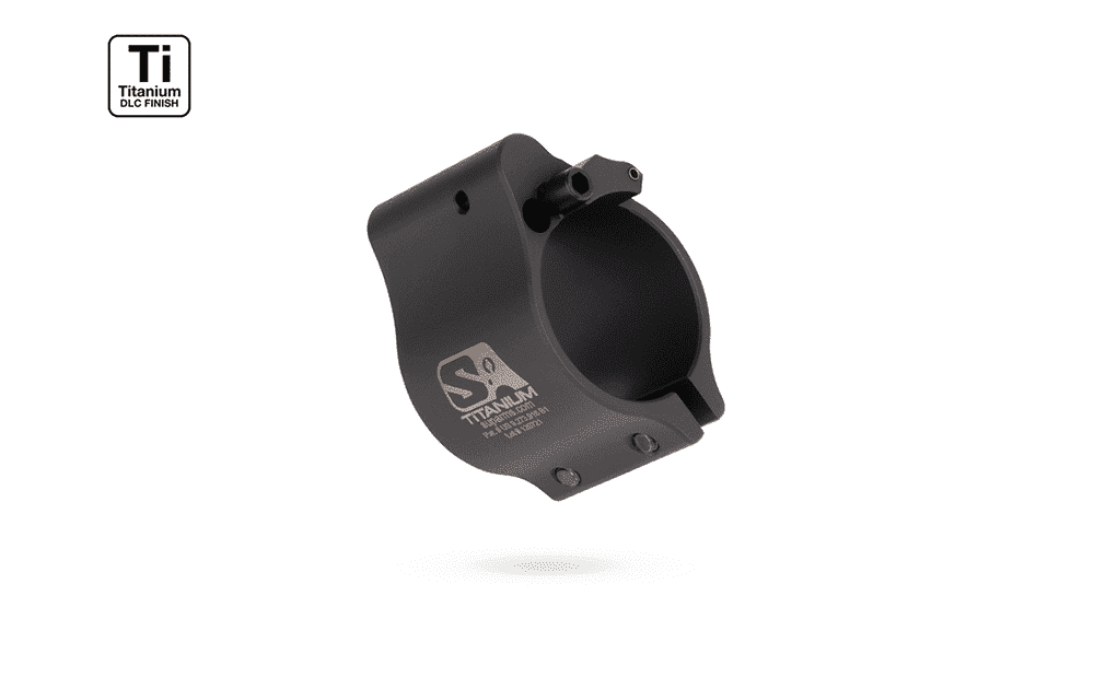 Superlative Arms .936" Adjustable Titanium Gas Block, Clamp On Mount, Dark DLC