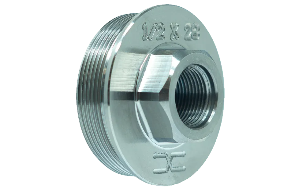Faxon Titanium Direct Thread to Hub Adapter, 1/2x28