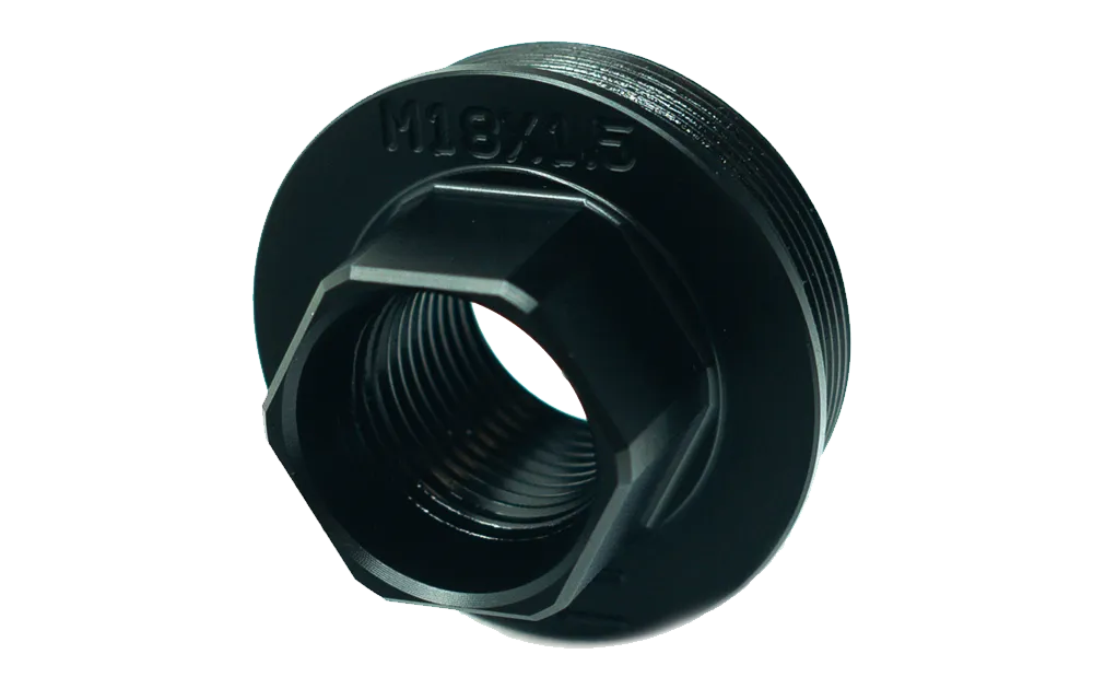 Faxon Stainless Steel Direct Thread to Hub Adapter, M18X1.5